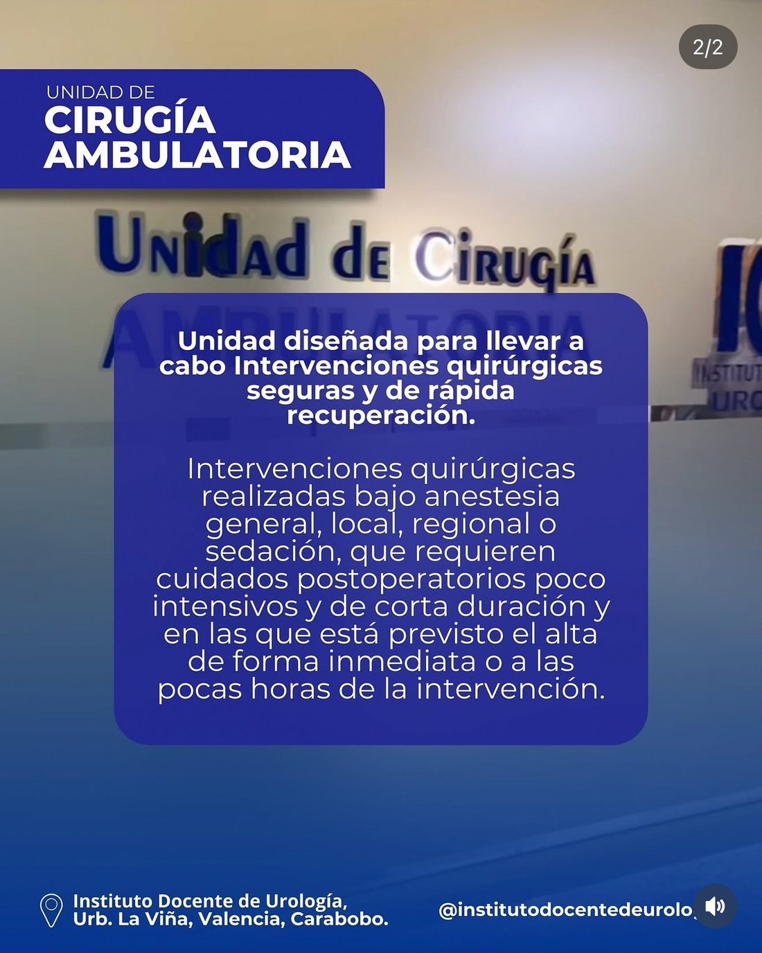 Pieza real del IDU sobre su Unidad de Cirugía Ambulatoria: intervenciones seguras y de rápida recuperación, con alta inmediata o a las pocas horas